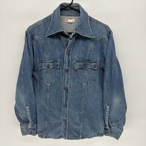 Vintage 70s‎ Levis Denim Shirt Jacket Blue Western Sawtooth Retro Orange Tab M